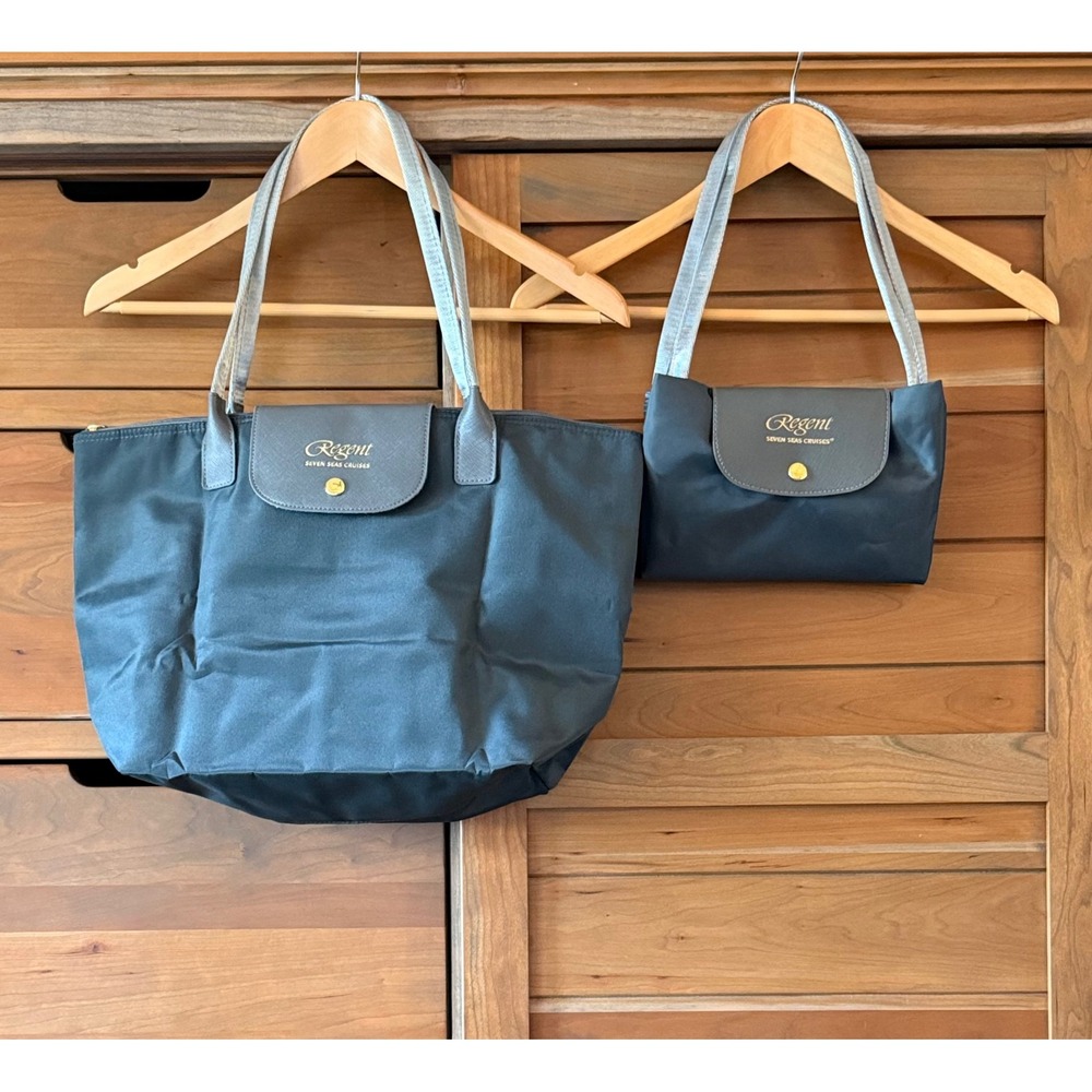 TWO NWOT Foldable Packable Regent Seven Seas Tote Bags Top Zip Water Resistant